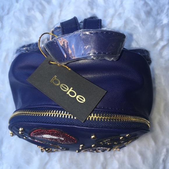 BEBE BLUE MINI BACKPACK PATCHES ⚡️🐯💋Y2K NWT - Picture 6 of 8